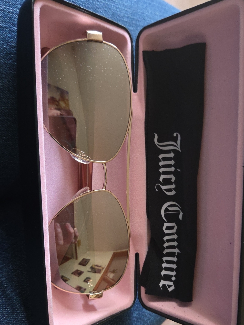 Juicy Couture Gold Aviator Sunglasses with Gold Lenses